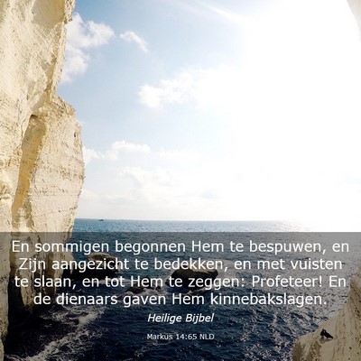 Picture 03 - Markus 14:65 NLD - En sommigen begonnen Hem te bespuwen, en Zijn - Bible Verse Picture