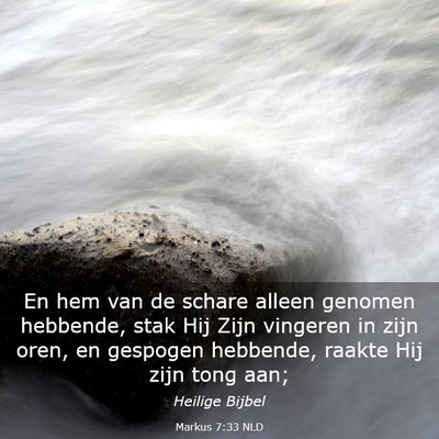 Picture 03 - Markus 7:33 NLD - En hem van de schare alleen genomen hebbende, - Bible Verse Picture