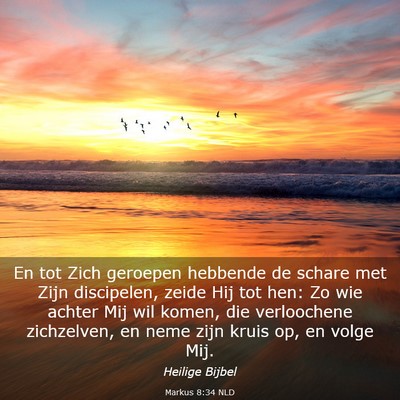 Picture 03 - Markus 8:34 NLD - En tot Zich geroepen hebbende de schare met Zijn - Bible Verse Picture