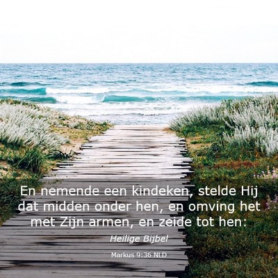 Picture 03 - Markus 9:36 NLD - En nemende een kindeken, stelde Hij dat midden - Bible Verse Picture