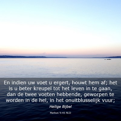 Picture 03 - Markus 9:45 NLD - En indien uw voet u ergert, houwt hem af; het is - Bible Verse Picture