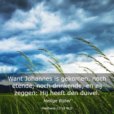 Picture 03 - Mattheüs 11:18 NLD - Want Johannes is gekomen, noch etende, noch - Bible Verse Picture