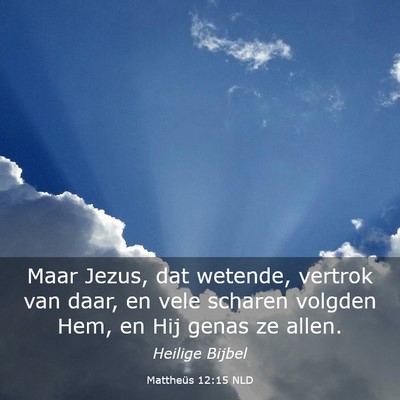 Picture 03 - Mattheüs 12:15 NLD - Maar Jezus, dat wetende, vertrok van daar, en - Bible Verse Picture