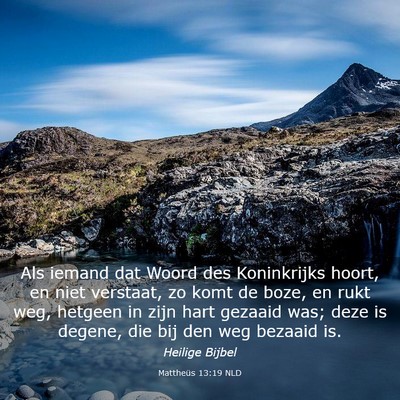 Picture 03 - Mattheüs 13:19 NLD - Als iemand dat Woord des Koninkrijks hoort, en - Bible Verse Picture
