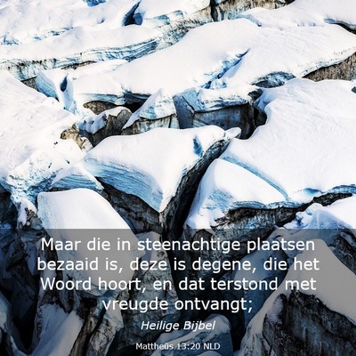 Picture 03 - Mattheüs 13:20 NLD - Maar die in steenachtige plaatsen bezaaid is, - Bible Verse Picture