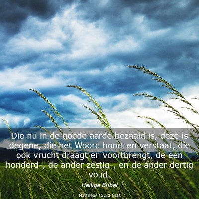 Picture 03 - Mattheüs 13:23 NLD - Die nu in de goede aarde bezaaid is, deze is - Bible Verse Picture