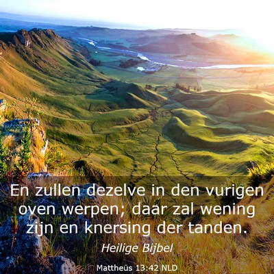 Picture 03 - Mattheüs 13:42 NLD - En zullen dezelve in den vurigen oven werpen; - Bible Verse Picture
