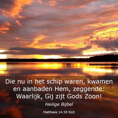 Picture 03 - Mattheüs 14:33 NLD - Die nu in het schip waren, kwamen en aanbaden - Bible Verse Picture