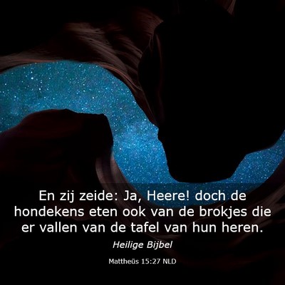 Picture 03 - Mattheüs 15:27 NLD - En zij zeide: Ja, Heere! doch de hondekens eten - Bible Verse Picture