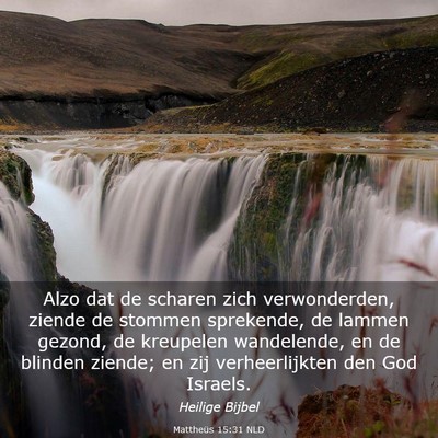 Picture 03 - Mattheüs 15:31 NLD - Alzo dat de scharen zich verwonderden, ziende de - Bible Verse Picture
