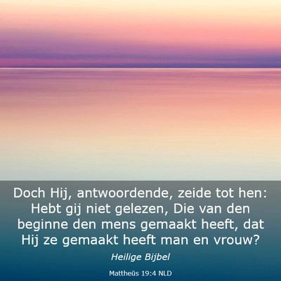 Picture 03 - Mattheüs 19:4 NLD - Doch Hij, antwoordende, zeide tot hen: Hebt gij - Bible Verse Picture