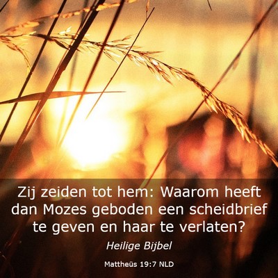 Picture 03 - Mattheüs 19:7 NLD - Zij zeiden tot hem: Waarom heeft dan Mozes - Bible Verse Picture