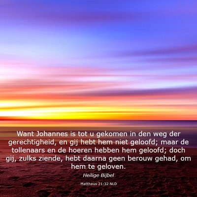 Picture 03 - Mattheüs 21:32 NLD - Want Johannes is tot u gekomen in den weg der - Bible Verse Picture