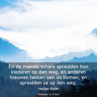 Picture 03 - Mattheüs 21:8 NLD - En de meeste schare spreidden hun klederen op den - Bible Verse Picture