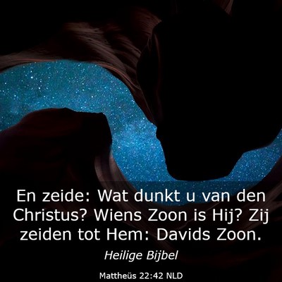 Picture 03 - Mattheüs 22:42 NLD - En zeide: Wat dunkt u van den Christus? Wiens - Bible Verse Picture