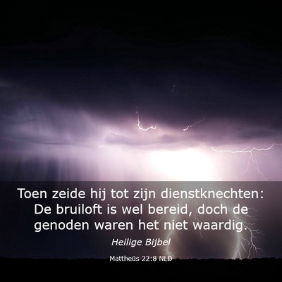 Picture 03 - Mattheüs 22:8 NLD - Toen zeide hij tot zijn dienstknechten: De - Bible Verse Picture