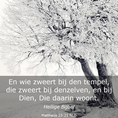 Picture 03 - Mattheüs 23:21 NLD - En wie zweert bij den tempel, die zweert bij - Bible Verse Picture