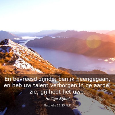 Picture 03 - Mattheüs 25:25 NLD - En bevreesd zijnde, ben ik heengegaan, en heb uw - Bible Verse Picture