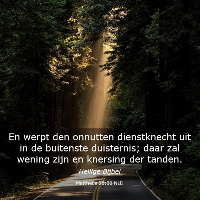 Picture 03 - Mattheüs 25:30 NLD - En werpt den onnutten dienstknecht uit in de - Bible Verse Picture