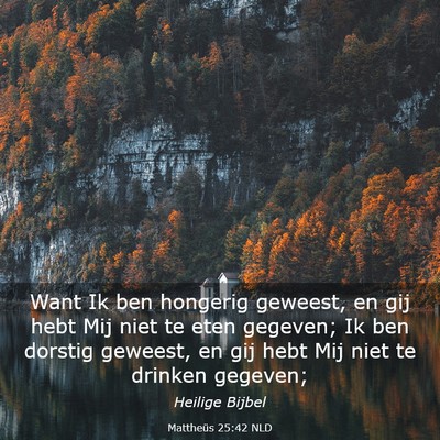Picture 03 - Mattheüs 25:42 NLD - Want Ik ben hongerig geweest, en gij hebt Mij - Bible Verse Picture