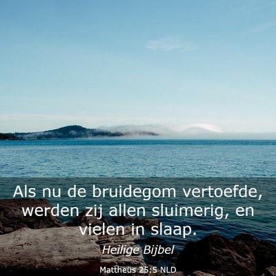 Picture 03 - Mattheüs 25:5 NLD - Als nu de bruidegom vertoefde, werden zij allen - Bible Verse Picture