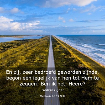 Picture 03 - Mattheüs 26:22 NLD - En zij, zeer bedroefd geworden zijnde, begon een - Bible Verse Picture