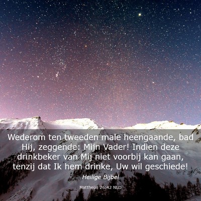 Picture 03 - Mattheüs 26:42 NLD - Wederom ten tweeden male heengaande, bad Hij, - Bible Verse Picture