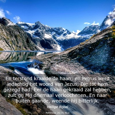Picture 03 - Mattheüs 26:75 NLD - En terstond kraaide de haan; en Petrus werd - Bible Verse Picture