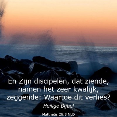 Picture 03 - Mattheüs 26:8 NLD - En Zijn discipelen, dat ziende, namen het zeer - Bible Verse Picture