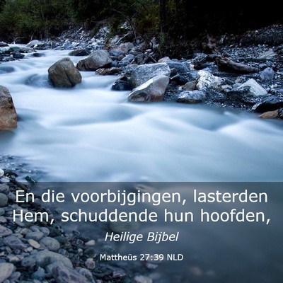 Picture 03 - Mattheüs 27:39 NLD - En die voorbijgingen, lasterden Hem, schuddende - Bible Verse Picture