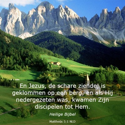 Picture 03 - Mattheüs 5:1 NLD - En Jezus, de schare ziende, is geklommen op een - Bible Verse Picture