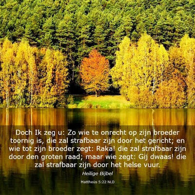 Picture 03 - Mattheüs 5:22 NLD - Doch Ik zeg u: Zo wie te onrecht op zijn broeder - Bible Verse Picture