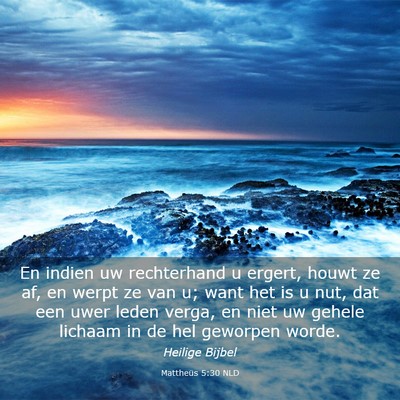Picture 03 - Mattheüs 5:30 NLD - En indien uw rechterhand u ergert, houwt ze af, - Bible Verse Picture
