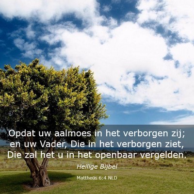 Picture 03 - Mattheüs 6:4 NLD - Opdat uw aalmoes in het verborgen zij; en uw - Bible Verse Picture
