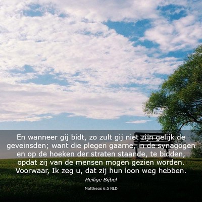 Picture 03 - Mattheüs 6:5 NLD - En wanneer gij bidt, zo zult gij niet zijn gelijk - Bible Verse Picture