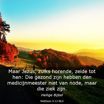 Picture 03 - Mattheüs 9:12 NLD - Maar Jezus, zulks horende, zeide tot hen: Die - Bible Verse Picture