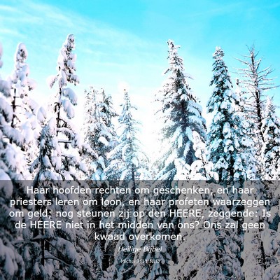 Picture 03 - Micha 3:11 NLD - Haar hoofden rechten om geschenken, en haar - Bible Verse Picture
