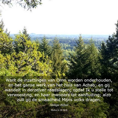 Picture 03 - Micha 6:16 NLD - Want de inzettingen van Omri worden onderhouden, - Bible Verse Picture