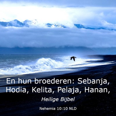 Picture 03 - Nehemia 10:10 NLD - En hun broederen: Sebanja, Hodia, Kelita, Pelaja, - Bible Verse Picture
