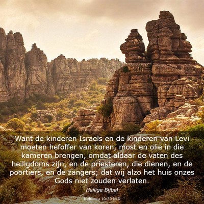 Picture 03 - Nehemia 10:39 NLD - Want de kinderen Israels en de kinderen van Levi - Bible Verse Picture