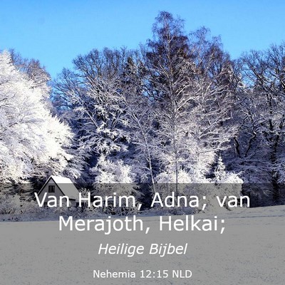 Picture 03 - Nehemia 12:15 NLD - Van Harim, Adna; van Merajoth, - Bible Verse Picture