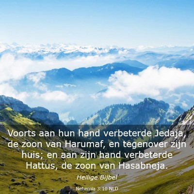 Picture 03 - Nehemia 3:10 NLD - Voorts aan hun hand verbeterde Jedaja, de zoon - Bible Verse Picture