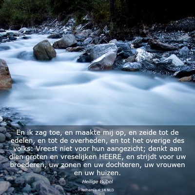 Picture 03 - Nehemia 4:14 NLD - En ik zag toe, en maakte mij op, en zeide tot de - Bible Verse Picture