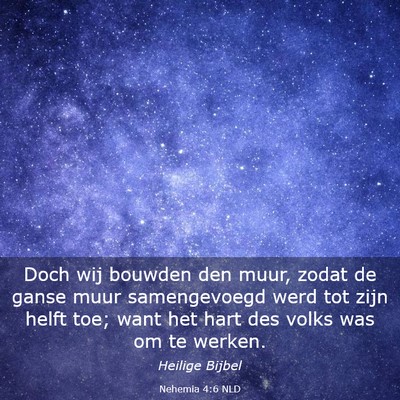 Picture 03 - Nehemia 4:6 NLD - Doch wij bouwden den muur, zodat de ganse muur - Bible Verse Picture