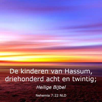 Picture 03 - Nehemia 7:22 NLD - De kinderen van Hassum, driehonderd acht en - Bible Verse Picture