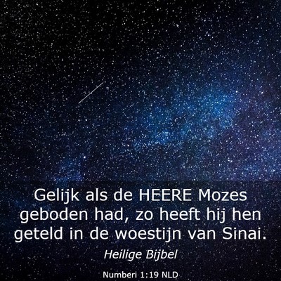 Picture 03 - Numberi 1:19 NLD - Gelijk als de HEERE Mozes geboden had, zo heeft - Bible Verse Picture