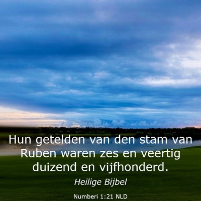 Picture 03 - Numberi 1:21 NLD - Hun getelden van den stam van Ruben waren zes en - Bible Verse Picture