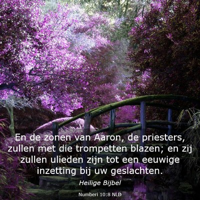 Picture 03 - Numberi 10:8 NLD - En de zonen van Aaron, de priesters, zullen met - Bible Verse Picture