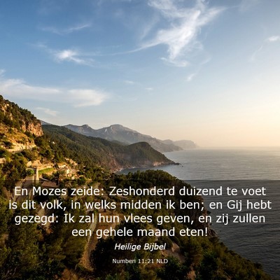 Picture 03 - Numberi 11:21 NLD - En Mozes zeide: Zeshonderd duizend te voet is dit - Bible Verse Picture