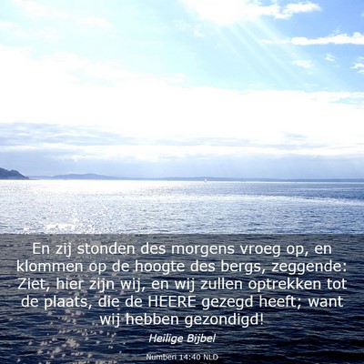 Picture 03 - Numberi 14:40 NLD - En zij stonden des morgens vroeg op, en klommen - Bible Verse Picture
